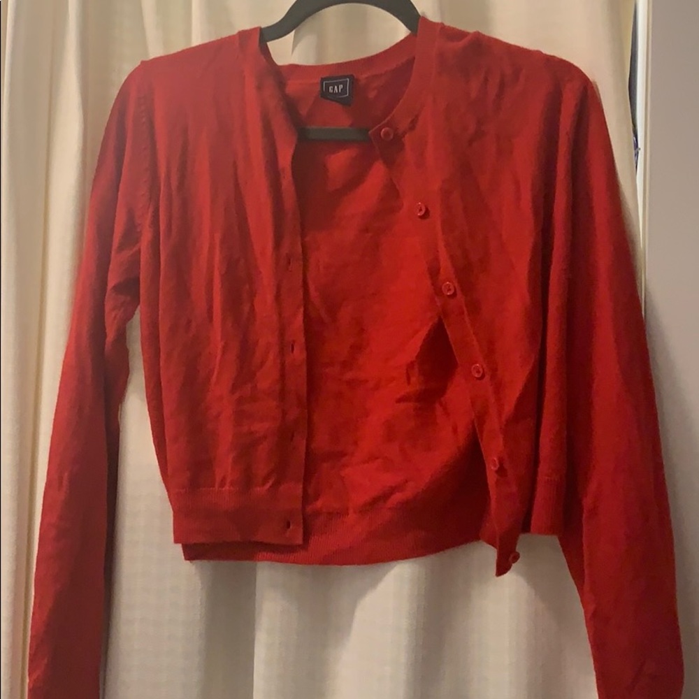 Red cropped cardigan never worn